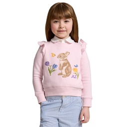 Toddler and Little Girls Ruffled Bunny Terry Sweatshirt