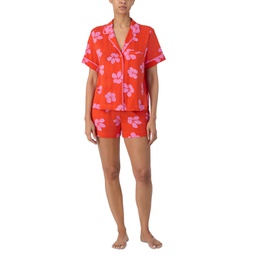 Womens 2-Pc. Floral Boxer Pajamas Set