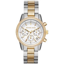 Womens Chronograph Ritz Two-Tone Stainless Steel Bracelet Watch 37mm