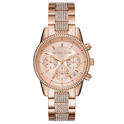 Womens Chronograph Ritz Rose Gold-Tone Stainless Steel Bracelet Watch 37mm