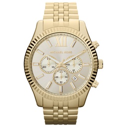 Mens Chronograph Lexington Gold-Tone Stainless Steel Bracelet Watch 45mm MK8281