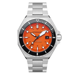 Mens Dumas Automatic Tangerine with Silver-Tone Solid Stainless Steel Bracelet Watch 44mm