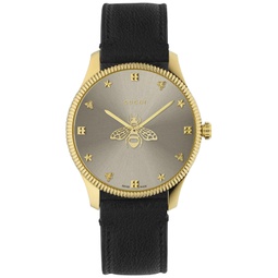Womens Swiss Bee Gold-Tone PVD Leather Strap Watch 36mm