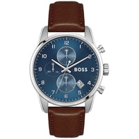 BOSS Skymaster Mens Chronograph Brown Leather Strap Watch 44mm