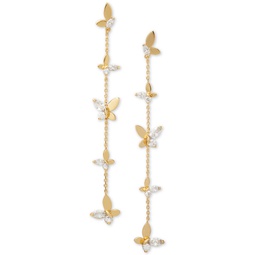 Gold-Tone Crystal Social Butterfly Linear Earrings
