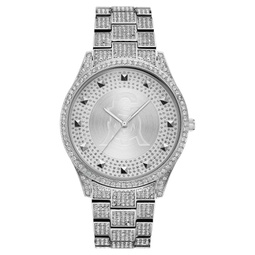 Womens Silver-Tone Metal Bracelet and Accented with Clear Crystals Watch 40mm