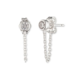 Sterling Silver and Cubic Zirconia Front Back Earrings