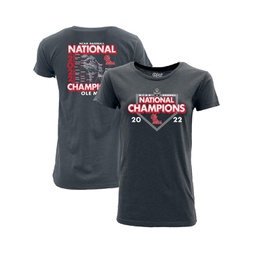 Womens Heathered Navy Ole Miss Rebels 2022 NCAA Mens Baseball College World Series Champions Schedule T-shirt