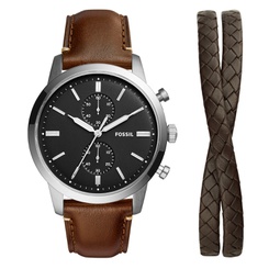 Mens Townsman Chronograph Brown Leather Strap Watch 44mm and Bracelet Set