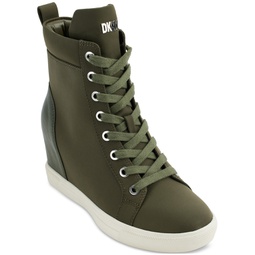 Womens Calz Lace-Up Hidden-Wedge High-Top Sneakers