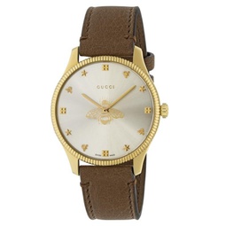 Womens Swiss G-Timeless Slim Brown Leather Strap Watch 36mm