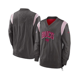 Mens Pewter Tampa Bay Buccaneers Sideline Athletic Stack V-neck Pullover Windshirt Jacket
