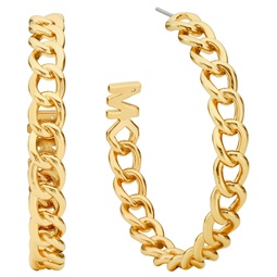 14K Gold-Plated Curb Chain Hoop Earrings