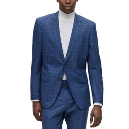 Mens Slim-Fit Suit in Checked Stretch Wool