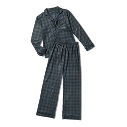 Little Big Boys Green Plaid Notch Collar Button Up Top and Pants 2 Piece Pajama Set
