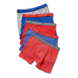 Big Boys 5-Pack Solid Color Cotton Boxer Briefs with Logo Waistband