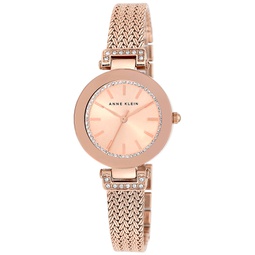 Womens Premium Crystal-Accented Rose Gold-Tone Stainless Steel Mesh Bracelet Watch 30mm AK-1906RGRG