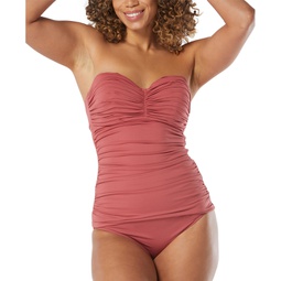 Womens Charisma Tie-Back Ruched Bra-Sized Pleated Tankini Top