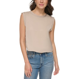 Womens Extended-Shoulder Cropped Top