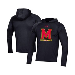 Mens Black Maryland Terrapins School Logo Raglan Long Sleeve Hoodie Performance T-shirt