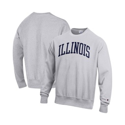 Mens Heathered Gray Illinois Fighting Illini Arch Reverse Weave Pullover Sweatshirt