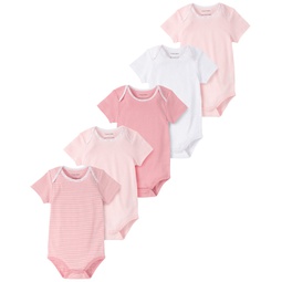 Baby Boys or Girls Organic Cotton Short Sleeve Bodysuits Pack of 5