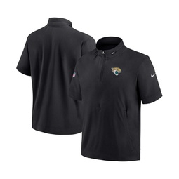 Mens Black Jacksonville Jaguars Sideline Coach Short Sleeve Hoodie Quarter-Zip Jacket