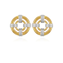 Two-Tone Round Stud Earrings