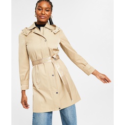 Womens Hooded Belted Trench Coat