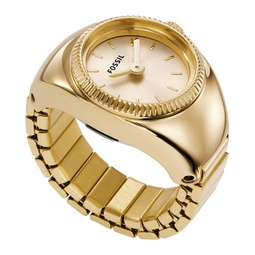 Womens Ring Watch Two-Hand Gold-Tone Stainless Steel Bracelet Watch 15mm
