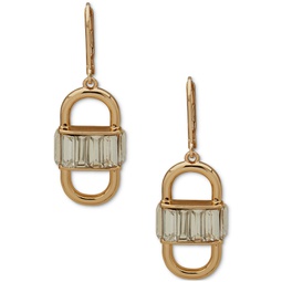 Gold-Tone Stone Baguette Openwork Oval Drop Earrings
