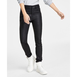 Womens Pocket Coated-Denim Skinny Jeans