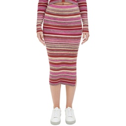 Womens Spacedye Stripe Midi Skirt