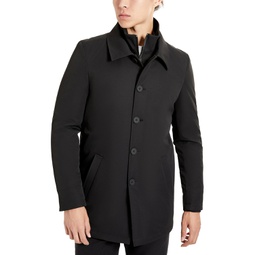 Mens Filled Button-Front Trench Coat with Interior Bib
