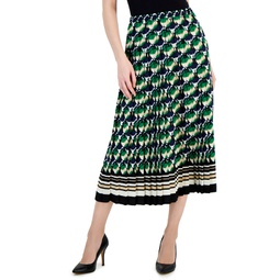 Womens Printed Pull-On Pleated Skirt