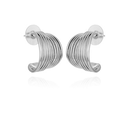 Silver-Tone Open C Hoop Earrings