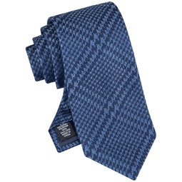 Mens Large Houndstooth Plaid Tie