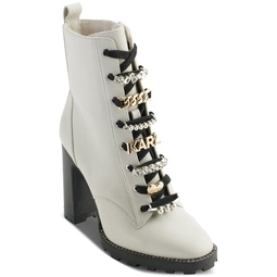 Womens Pazi Lace-Up Embellished Booties