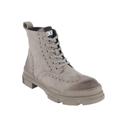 Mens Perforated Rubber Lug Sole Wingtip Boots