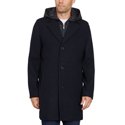 Mens Single Breasted Coat with Quilted Bib