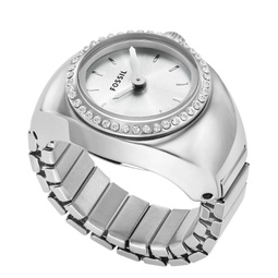 Womens Watch Ring Two-Hand Silver-Tone Stainless Steel 15mm
