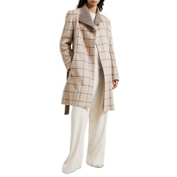 Womens Fran Plaid Belted Coat