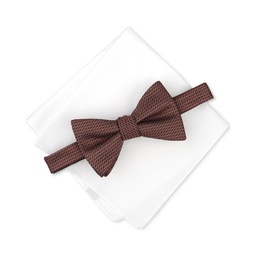Mens Mini-Vine Bow Tie & Solid Pocket Square Set