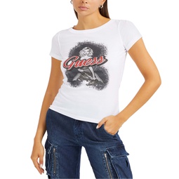 Womens Cotton Logo-Graphic Short-Sleeve T-Shirt