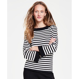 Womens Striped Boat Neck Sweater
