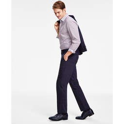 Mens Modern-Fit Wool Blend Check Suit Trousers