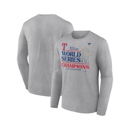 Mens Heather Gray Texas Rangers 2023 World Series Champions Locker Room Long Sleeve T-shirt