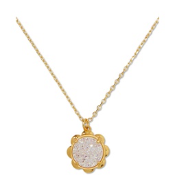 Gold-Tone Stone Flower Pendant Necklace 16 + 3 extender