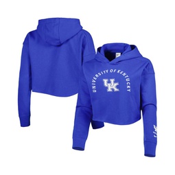 Womens Royal Kentucky Wildcats 2-Hit Cropped Pullover Hoodie
