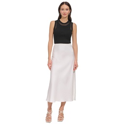 Womens Jacquard-Stripe Slip Skirt
